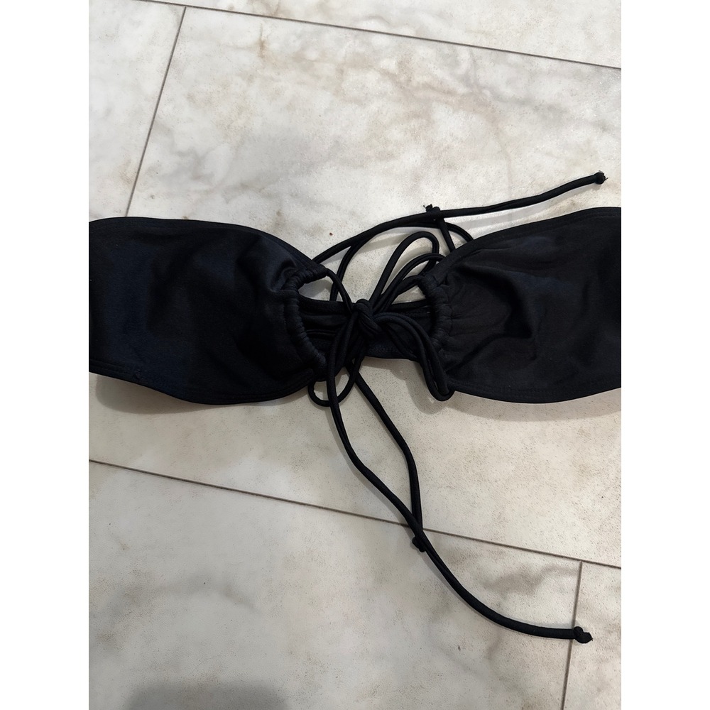 Forever 21 Womens Black Lace Up Front Strappy Bikini Top Size S
